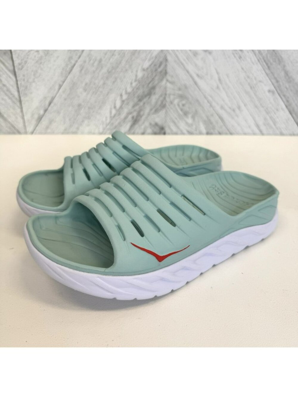 Hoka One One Ora Slides Recovery Sandals Shoes Womens Size 10 Eggshell Blue